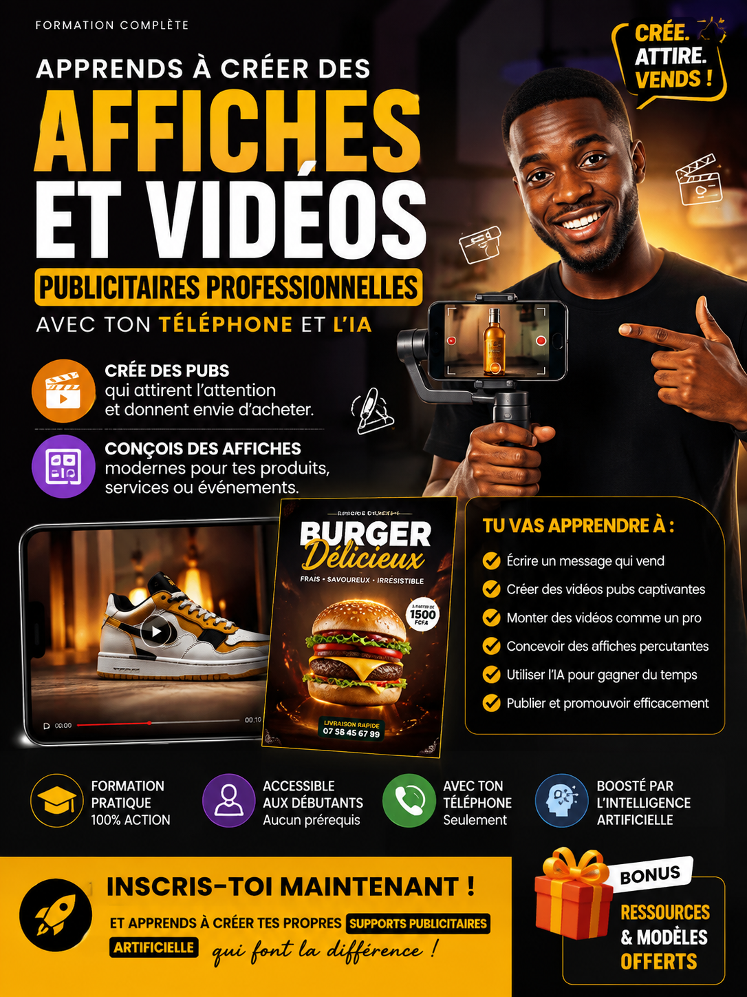 Formation créer des affiches et vidéos publicitaires avec son téléphone